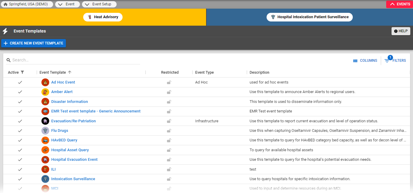EMResource Event Templates 